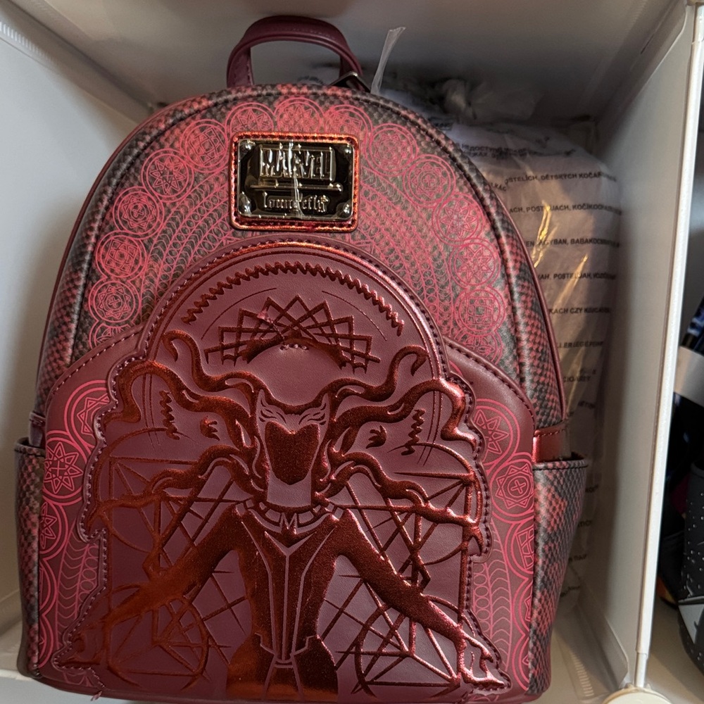 Loungefly Red and Black Patterned Backpack marvel loungefly